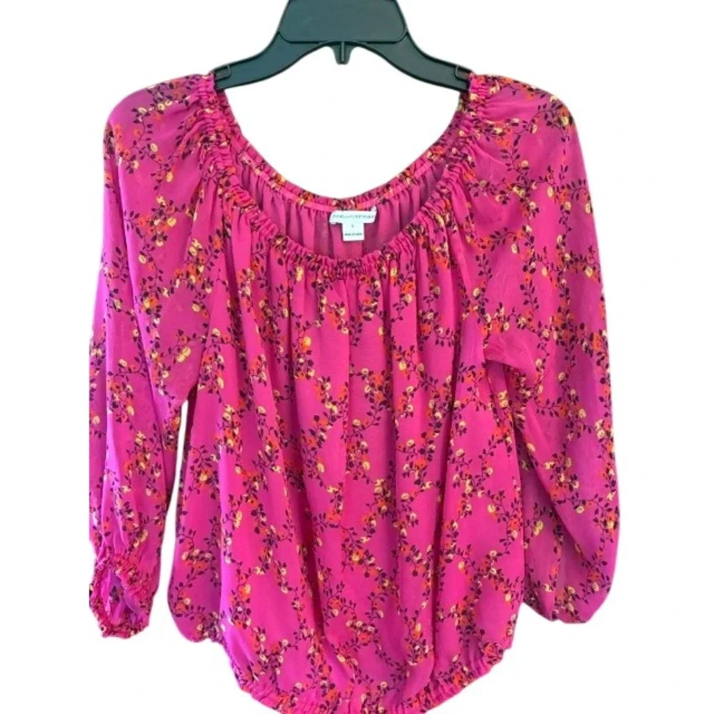 Diane von Furstenberg Blouse Womens S Pink Excellent Silk Floral Peasant Top - Picture 4 of 11